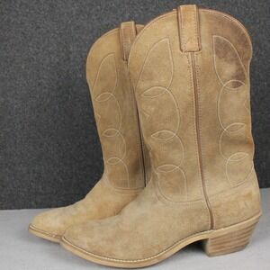 Laredo Cowboy Boots Mens 9.5 EE Tan Suede Western Leather Made USA Wide 56043